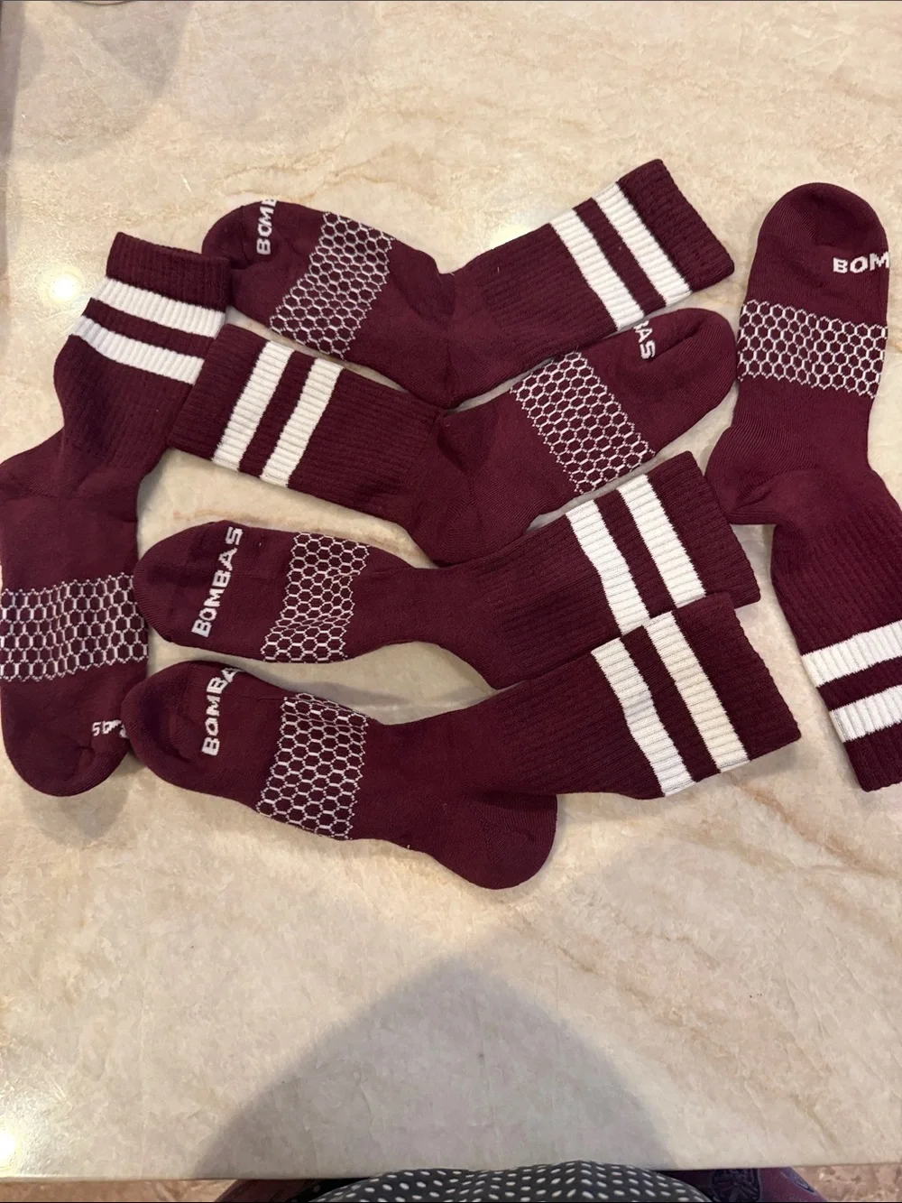 Bombas Maroon Crew Socks  New
